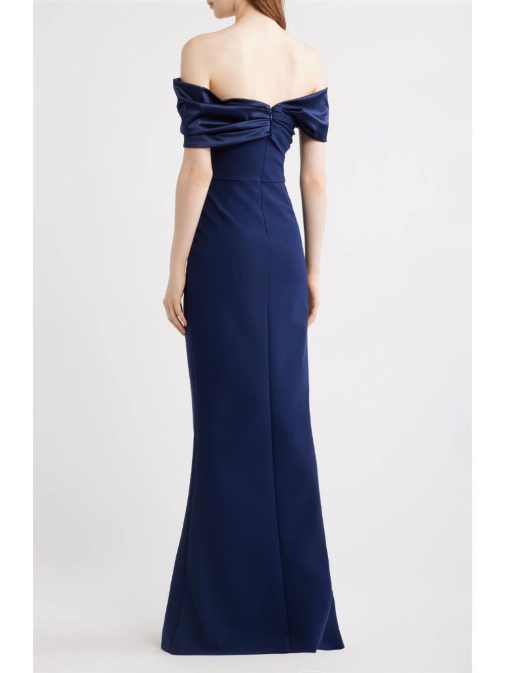 🆕CHIARA BONI Vezia Off Shoulder Gown Dress 8 Navy Blue - Picture 2 of 15